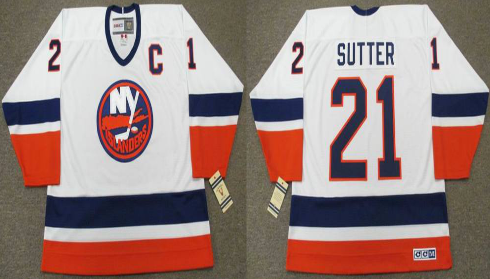 2019 Men New York Islanders #21 Sutter white CCM NHL jersey->new york islanders->NHL Jersey